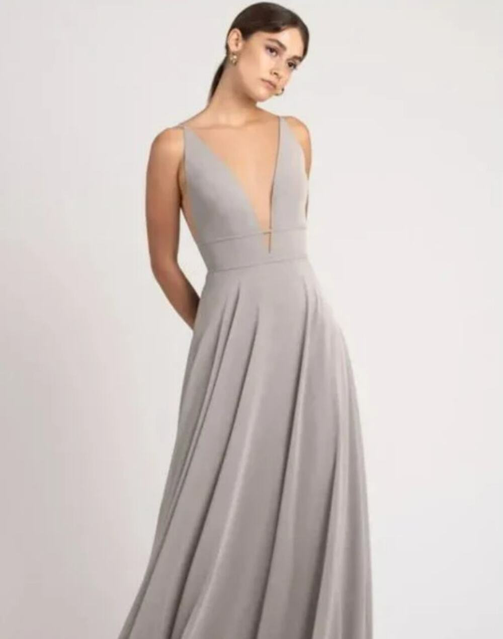 Jenny Yoo Grey Lace Inlay Ball Gown Dress Size 8 NWT Wedding Event